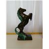 Image 3 : Blue Mountain Pottery - pair of 9 1/4" horses (dark olive green color)