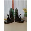 Image 1 : Blue Mountain Pottery - Pair of Peacock bookends