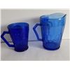 Image 4 : Cobalt blue, Shirley Temple pitcher - 4.5" and cup 3.5"