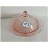 Image 1 : Depression pink glass candy dish, with lid - 6"