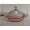 Image 2 : Depression pink glass candy dish, with lid - 6"