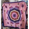 Image 3 : Handmade patchwork star blanket - 70"x75" - Pink/Purple