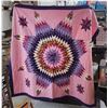 Image 4 : Handmade patchwork star blanket - 70"x75" - Pink/Purple