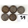 Image 1 : LOT OF 5, VICTORIAN, 5 CENT PIECES, SILVER