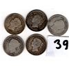 Image 2 : LOT OF 5, VICTORIAN, 5 CENT PIECES, SILVER