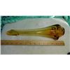 Image 1 : 13”, ART GLASS, AMBER/GREEN SWUNG GLASS VASE