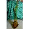 Image 4 : 13”, ART GLASS, AMBER/GREEN SWUNG GLASS VASE