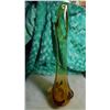 Image 6 : 13”, ART GLASS, AMBER/GREEN SWUNG GLASS VASE