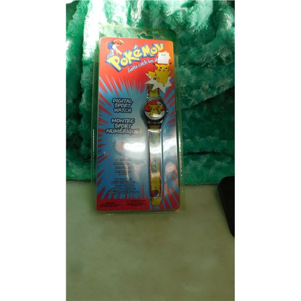 VINTAGE,1999, POKEMON WATCH, UNUSED ON CARD, PICKACHU ON FACE