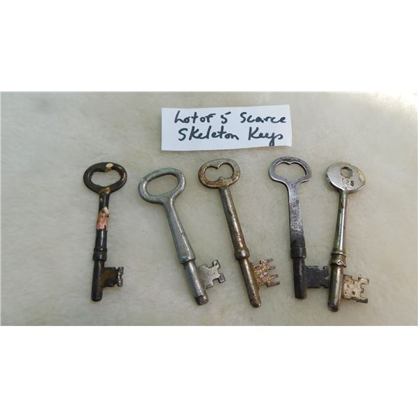 LOT OF 5, SCARCE, SKELETON KEYS