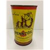 Image 1 : Pennzoil motor tin- has picture of Owls- 1qt- Bristish American Oil company
