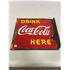 Image 1 : Coca Cola Flange Sign - Drink Coca-Cola Here - Porocelain 1940's