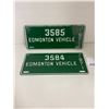 Image 1 : 2 1971 Edmonton vehicle plates 3584 & 3585 9" x 3 1/2"
