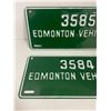 Image 2 : 2 1971 Edmonton vehicle plates 3584 & 3585 9" x 3 1/2"