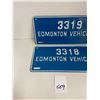 Image 2 : 2 1972 Edmonton Vehicle plates 3318 & 3319 9" x 3 1/2"