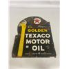 Image 1 : Texaco porcelain 2 sided sign as found 17 1/2 x 23" Rare and Old Golden Texaco motor oil