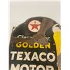 Image 5 : Texaco porcelain 2 sided sign as found 17 1/2 x 23" Rare and Old Golden Texaco motor oil