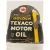Image 6 : Texaco porcelain 2 sided sign as found 17 1/2 x 23" Rare and Old Golden Texaco motor oil