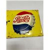 Image 2 : Pepsi cola sign 1955 embossed Pepsi cup and lettering 31"x12"