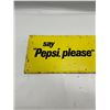 Image 3 : Pepsi cola sign 1955 embossed Pepsi cup and lettering 31"x12"