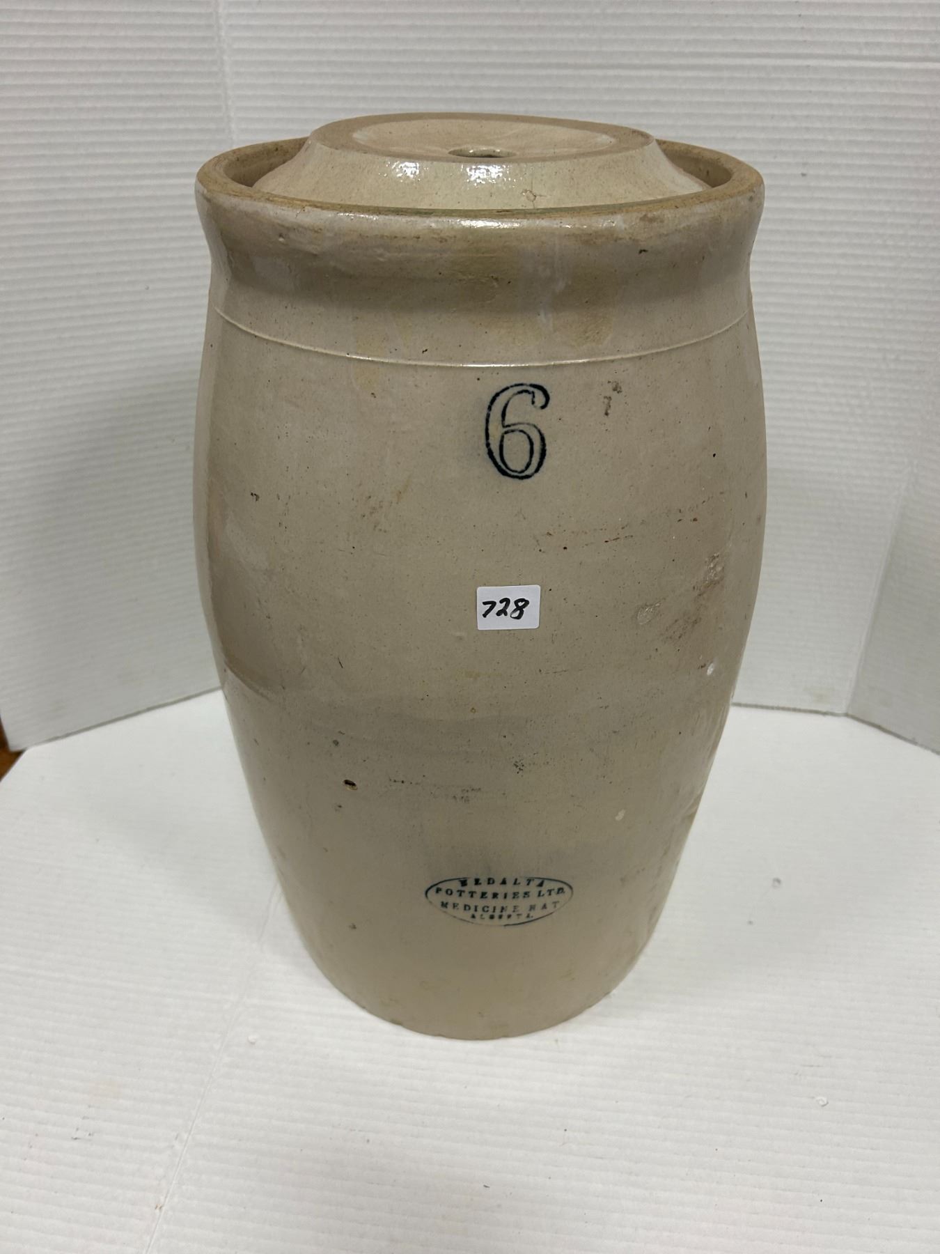 6 Gallon, Medalta Butter Churn crock, with Lid Schmalz Auctions