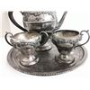 Image 4 : Silver plated - Teapot, cream n sugar bowls, w/ tray
