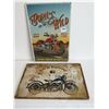 Image 1 : 2 Motorcycle tin signs - 7.5" & 11.5"