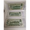 Image 4 : Lot of 3 - 1973 Canadian 1 dollar bills