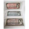 Image 1 : Lot of 3 - 1954 Canadian bills - 2$, 5$, and 10$