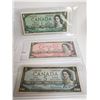 Image 1 : Lot of 3 - 1954 Canadian bills - 1$, 2$, and 5$