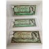 Lot of 3 - 1954 Canadian 1 dollar bills