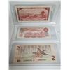 Image 2 : Lot of 3 - Canadian 2 dollar bills - 1954, 1974 and 1986