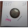 Image 1 : 1897 canadian silver 5 cent coin