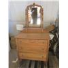 Image 1 : vintage wooden dresser with mirror - dresser: 32"x17.5"x35"H, mirror: 30"H