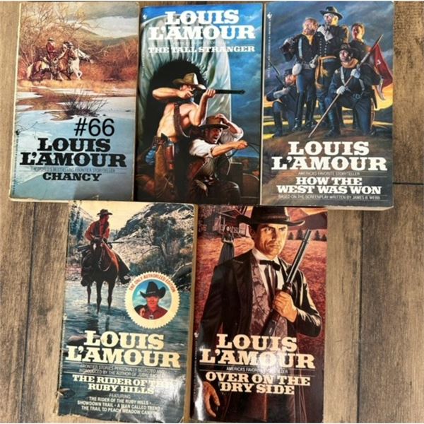 Collection of 5 Louis L`Amour books Authentic West