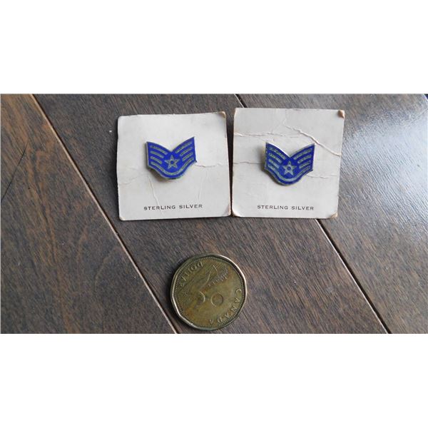 2-STERLING SILVER, U S MILITARY LAPEL PINS