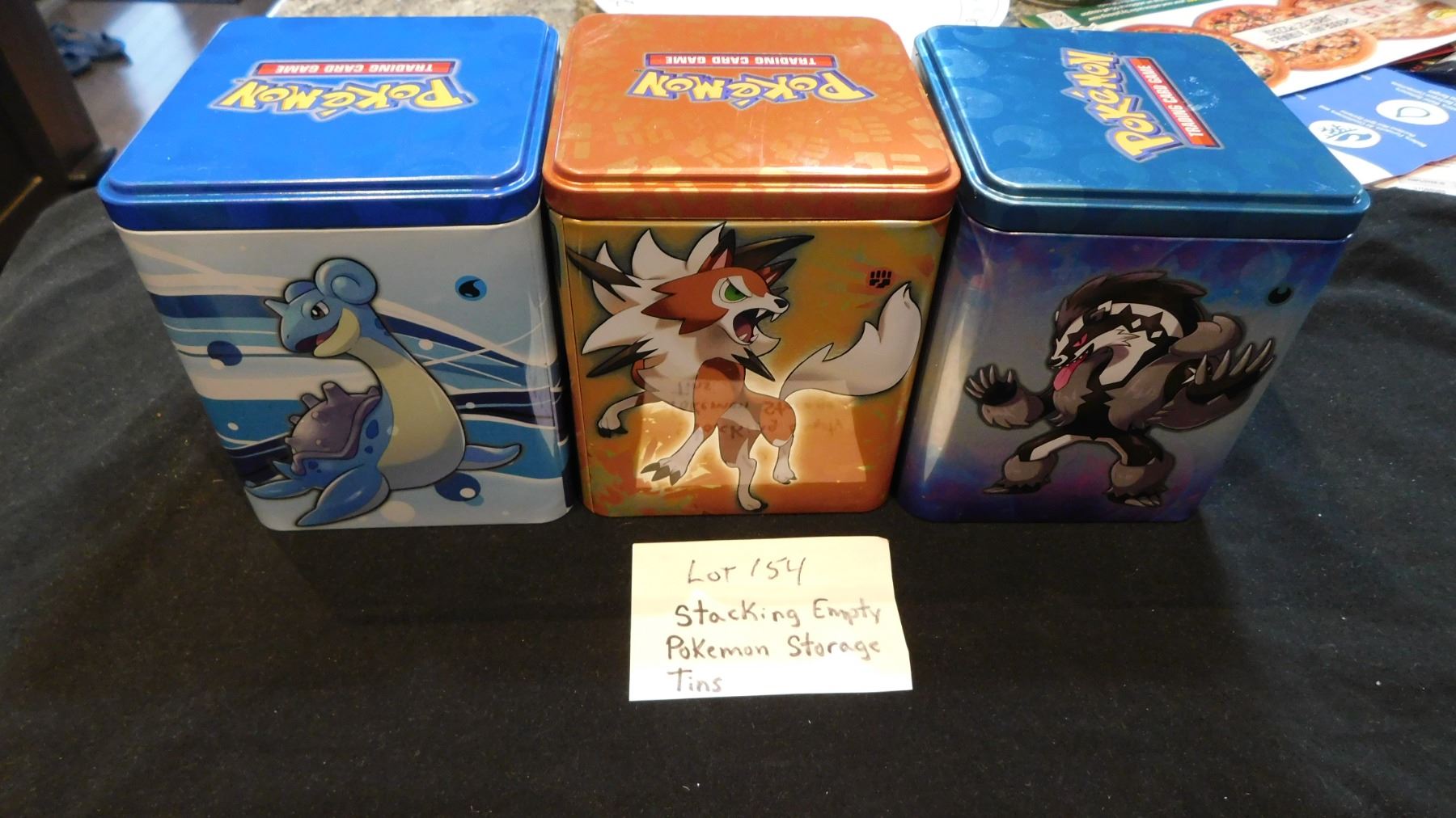 Stacking Pokemon SET OF 3, EMPTY POKEMON STACKING TINS, WATER, FIGHTING AND DARK ...