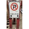 Image 1 : "No Parking" road sign, on folding wood stand - 35"H x 13"W