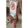 Image 2 : "No Parking" road sign, on folding wood stand - 35"H x 13"W
