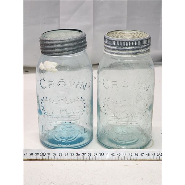2 Colored Glass Crown Mason Jars Schmalz Auctions 2-colored-glass-crown-mason-jars-schmalz-auctions