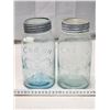 Image 1 : 2 Colored glass "Crown" mason jars