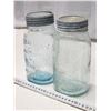 Image 2 : 2 Colored glass "Crown" mason jars