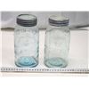 Image 5 : 2 Colored glass "Crown" mason jars