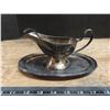 HBC India brass creamer with tray and serving spoon