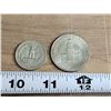 Image 2 : 2 US coins - 1776-1976 Kennedy half dollar & 1966 25 cent coin