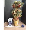 Image 1 : Christmas items - Table top decorative tree/shrub & Outdoor "Snowstorm" flood light