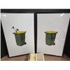 Image 2 : Vintage telephone & Pair of framed glass "Trashcan" pictures