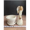 Image 1 : Angel figurine & stoneware flower pot