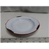 Image 1 : white enamel ware plate with red trim