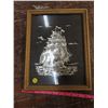 Image 1 : Vintage copper embossed picture Hawaiian tall ship waive tiki 10"x13"